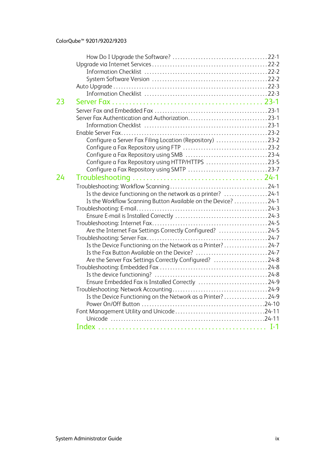 Xerox 9202, 9201, 9203 manual Index 