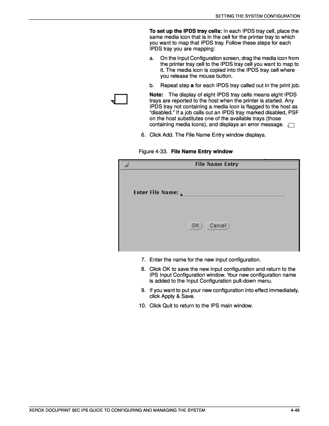 Xerox 92C IPS manual 33. File Name Entry window 