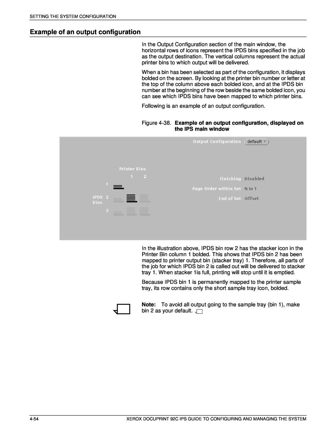 Xerox 92C IPS manual Example of an output configuration 