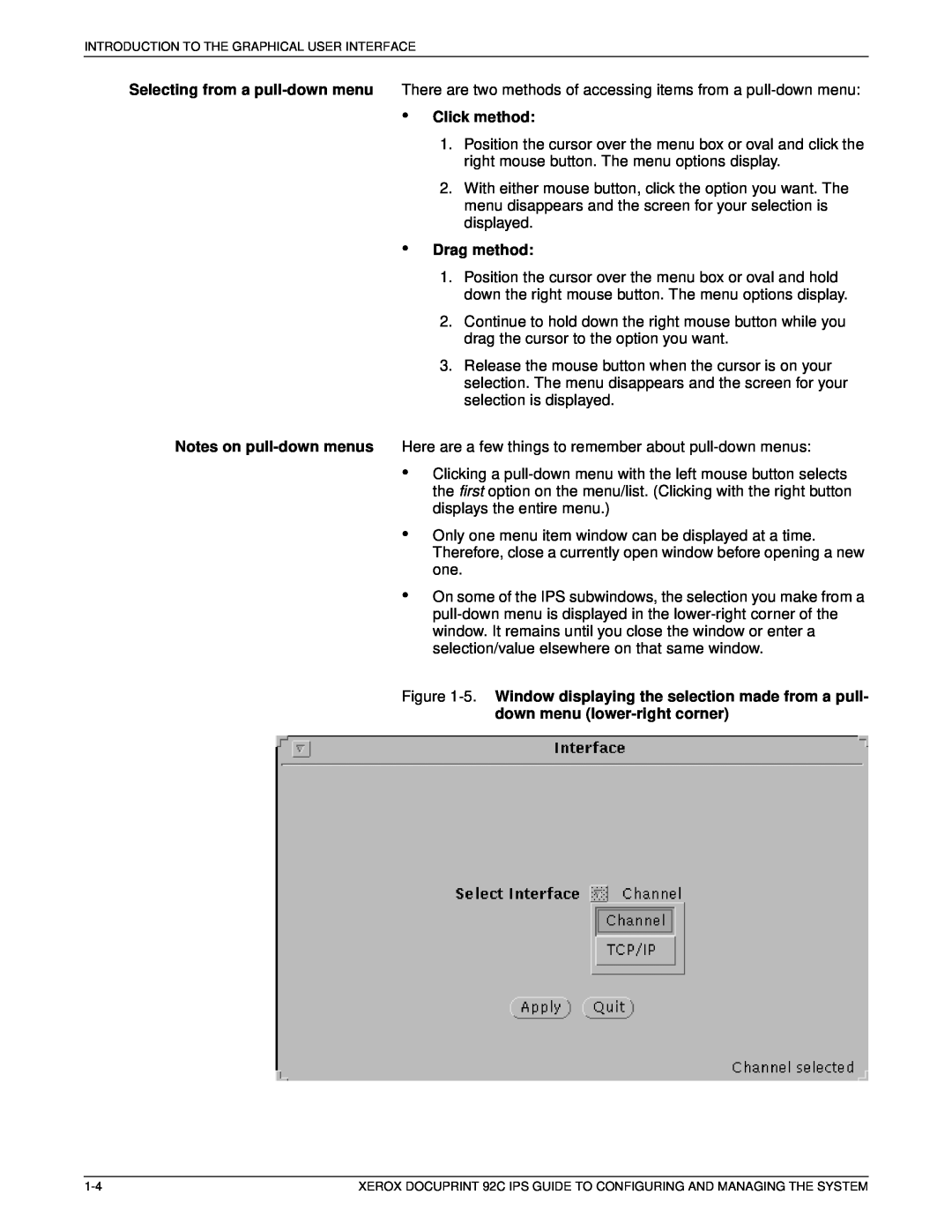 Xerox 92C IPS manual Click method, Drag method 