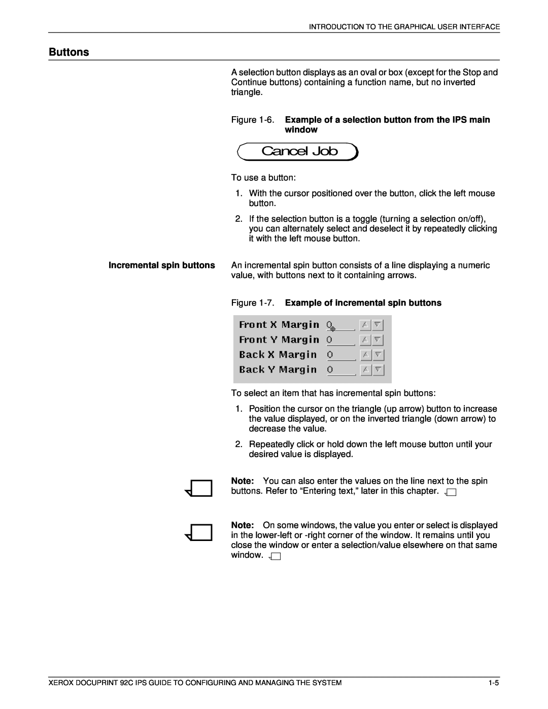 Xerox 92C IPS manual Buttons, Cancel Job, 6. Example of a selection button from the IPS main window 