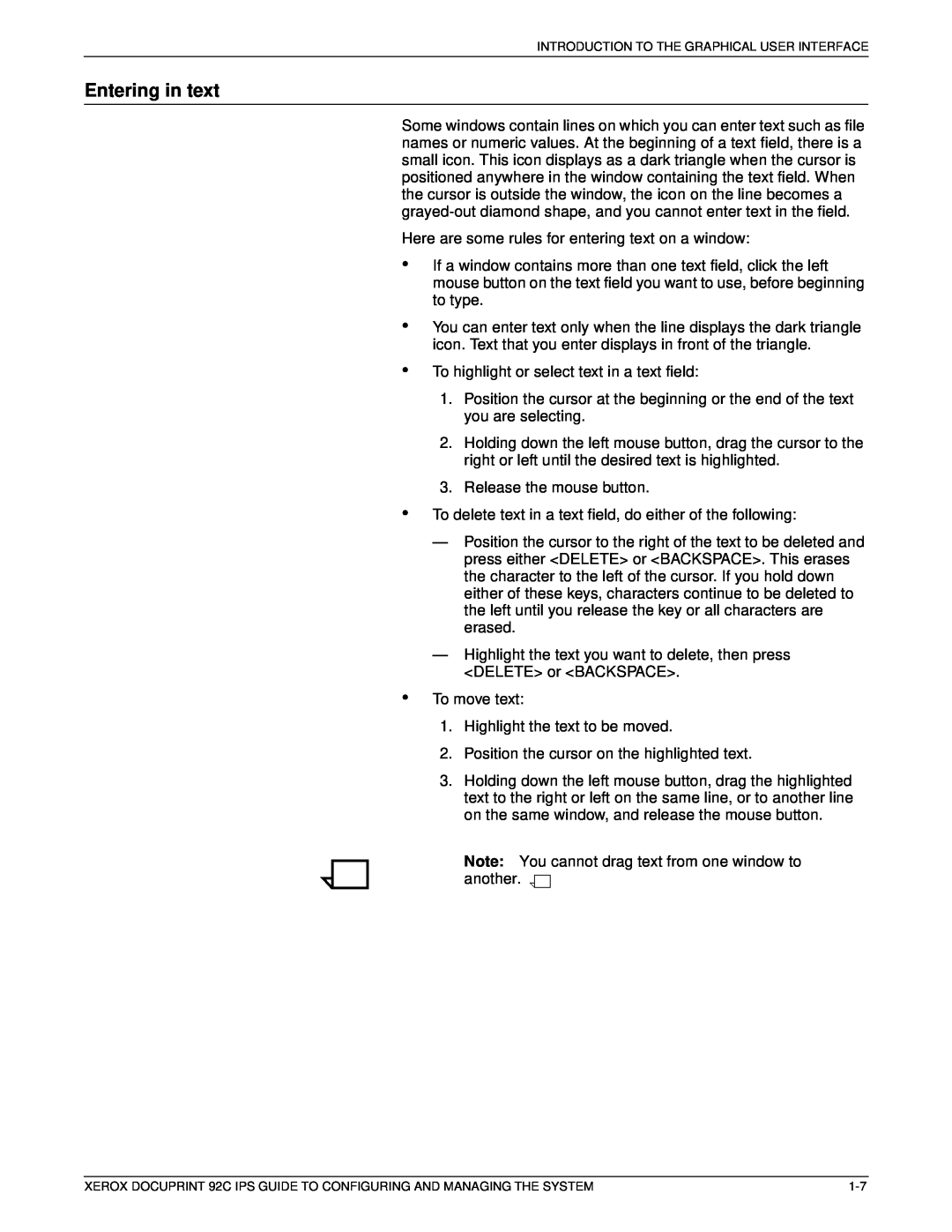 Xerox 92C IPS manual Entering in text 