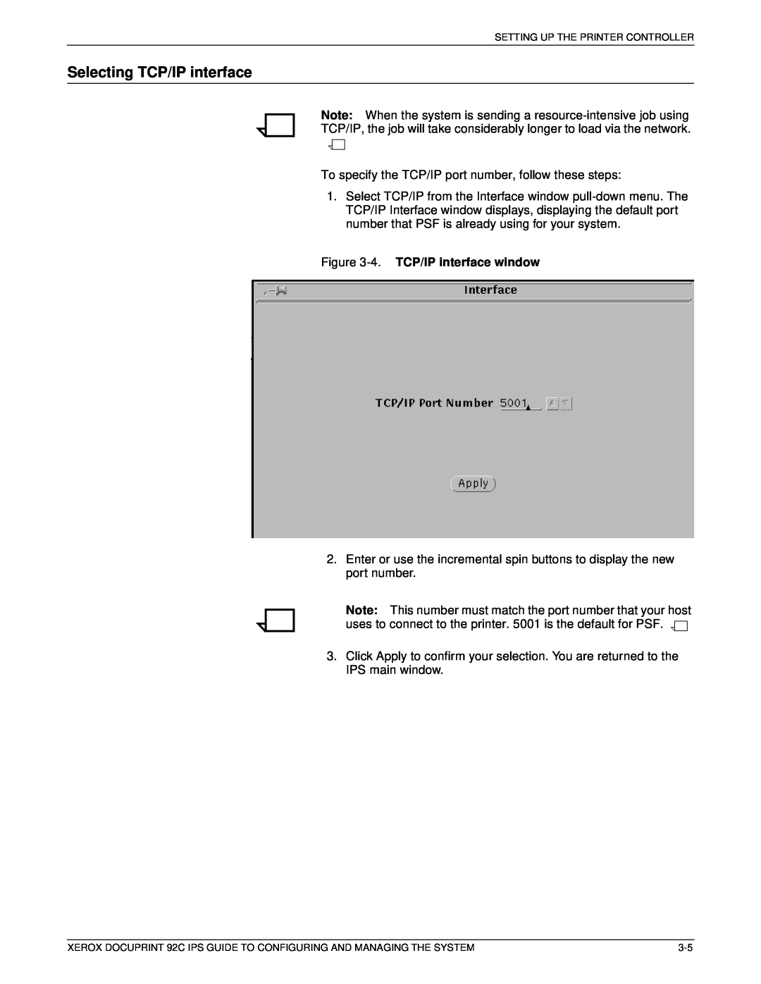 Xerox 92C IPS manual Selecting TCP/IP interface, 4. TCP/IP interface window 