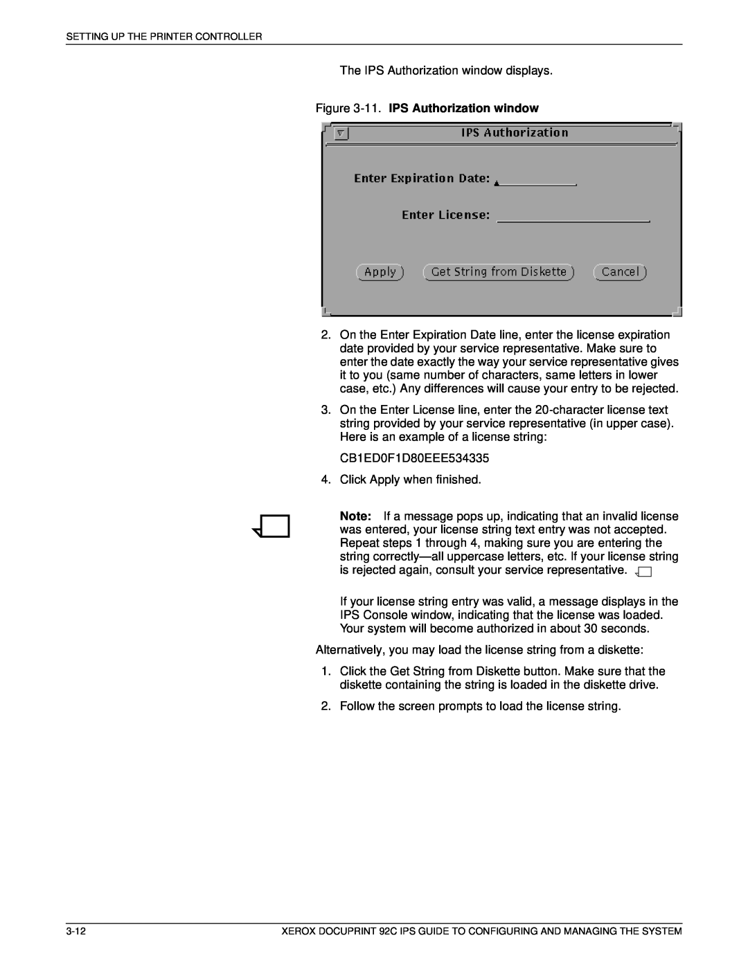Xerox 92C IPS manual 11. IPS Authorization window 
