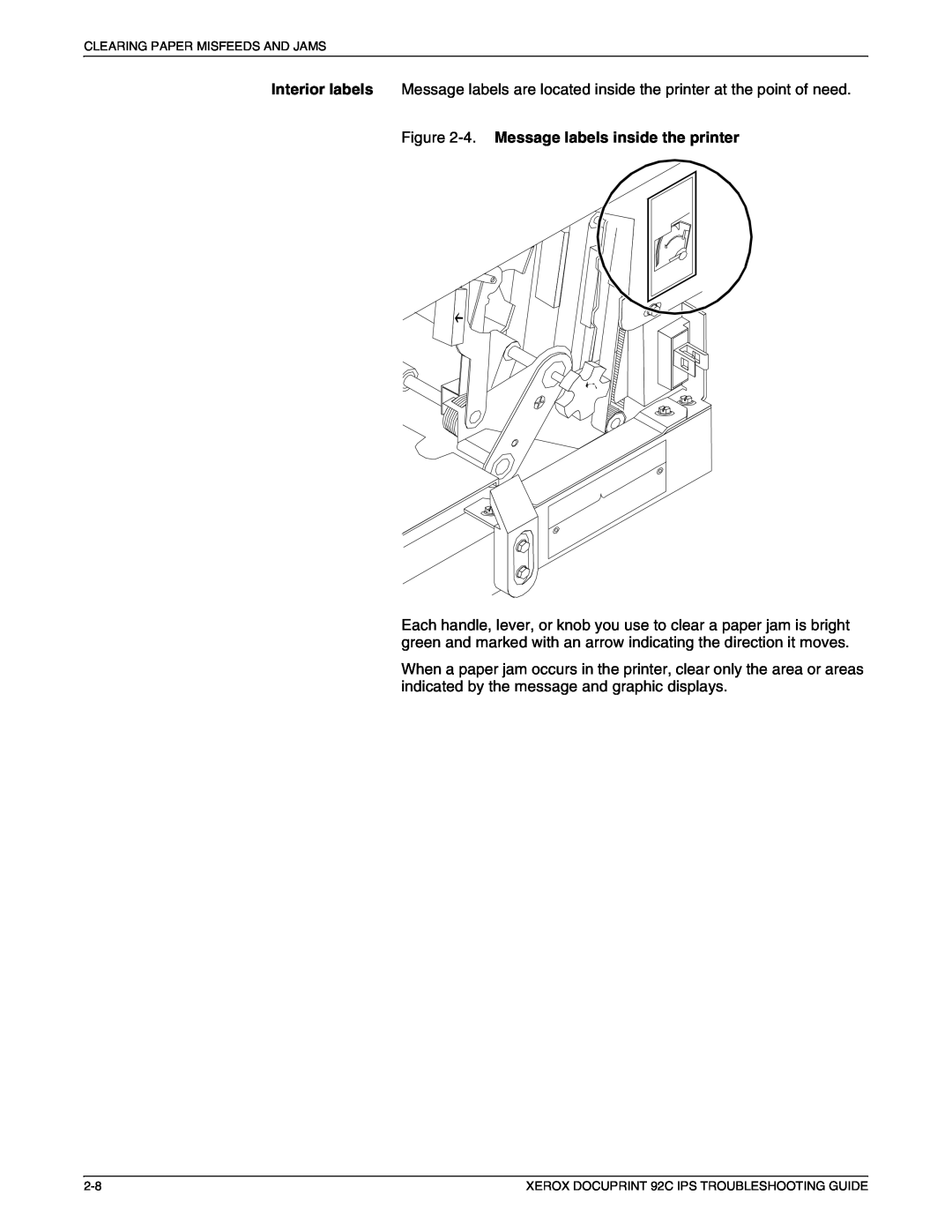 Xerox 92C IPS manual 4. Message labels inside the printer 