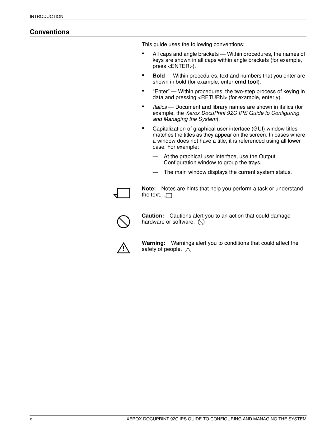 Xerox 92C IPS manual Conventions 