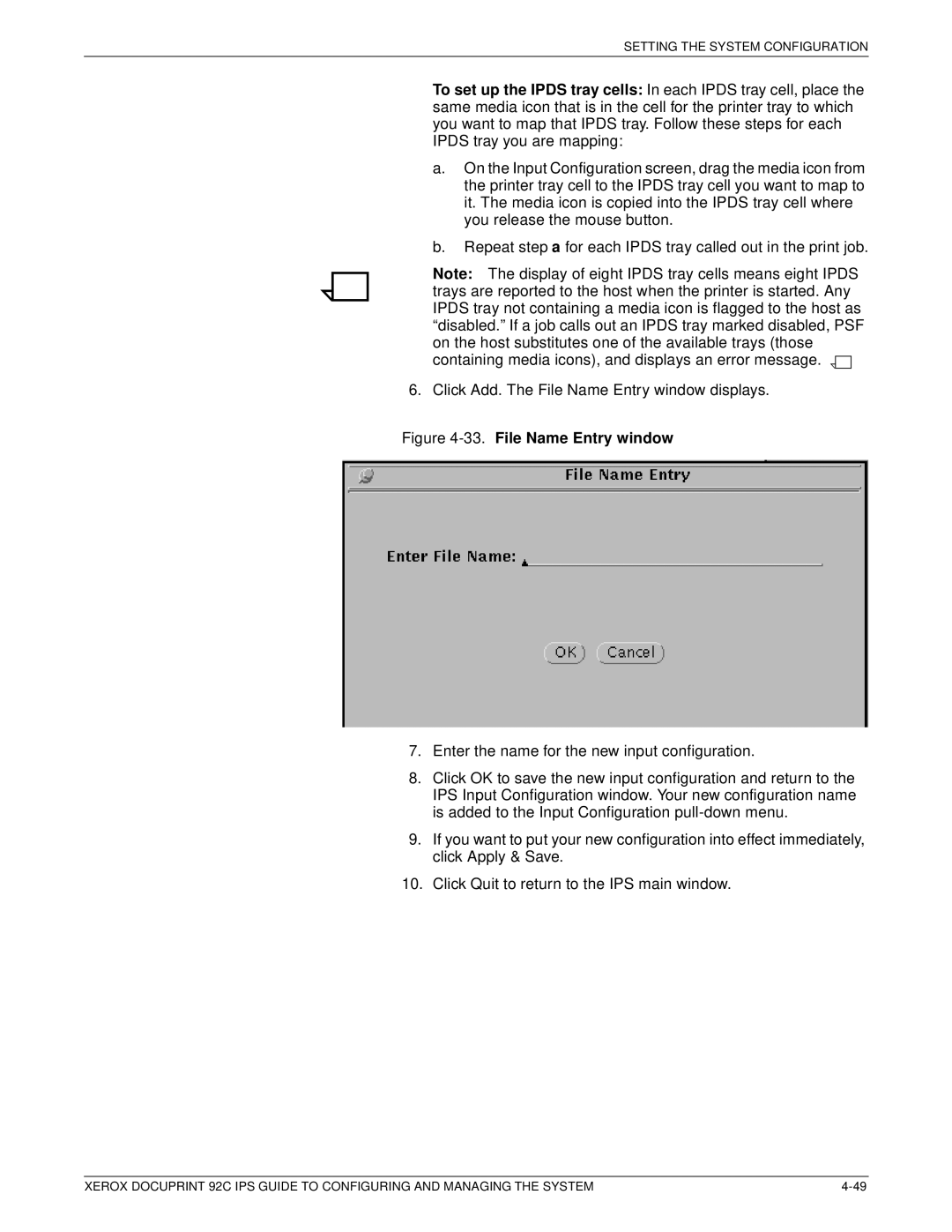 Xerox 92C IPS manual File Name Entry window 