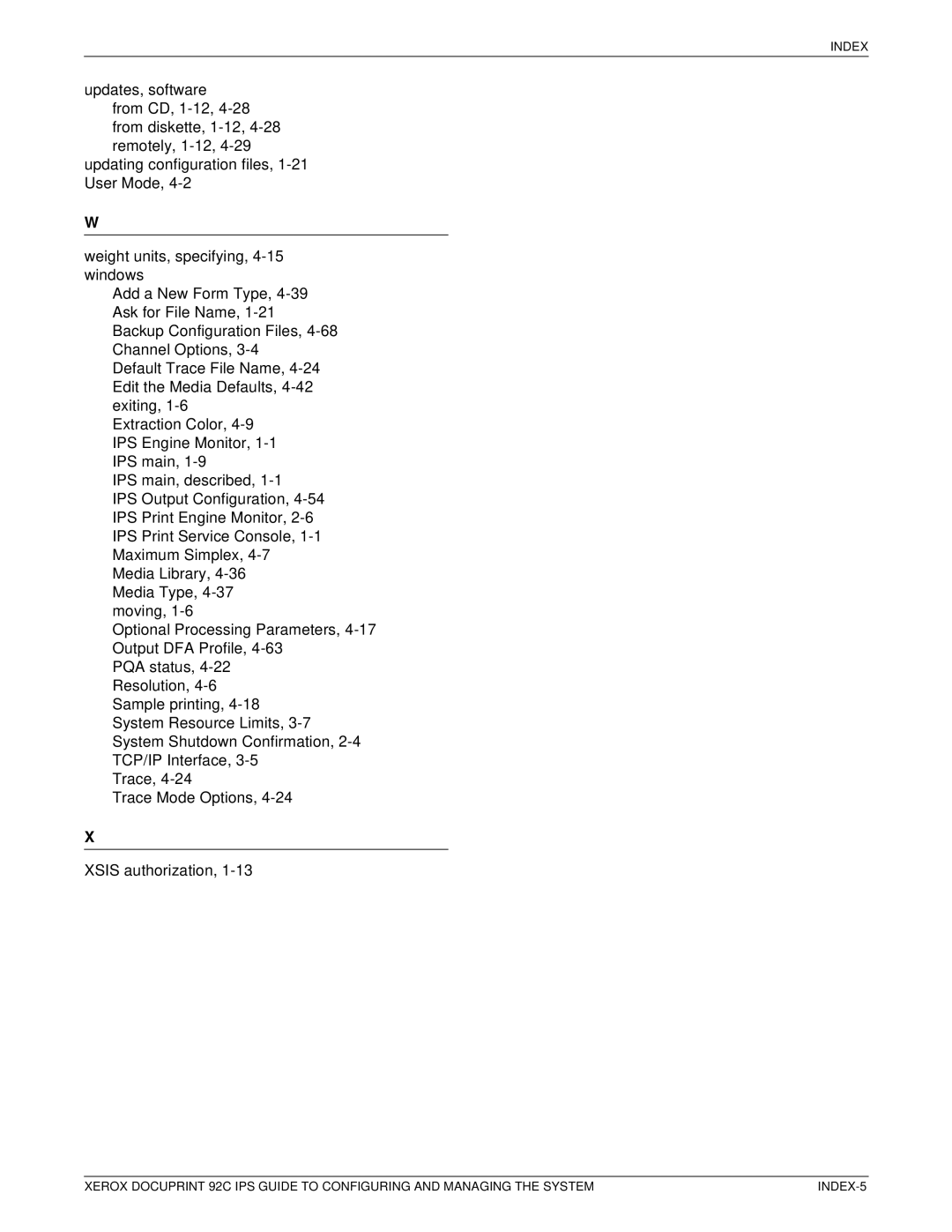 Xerox 92C IPS manual Index 