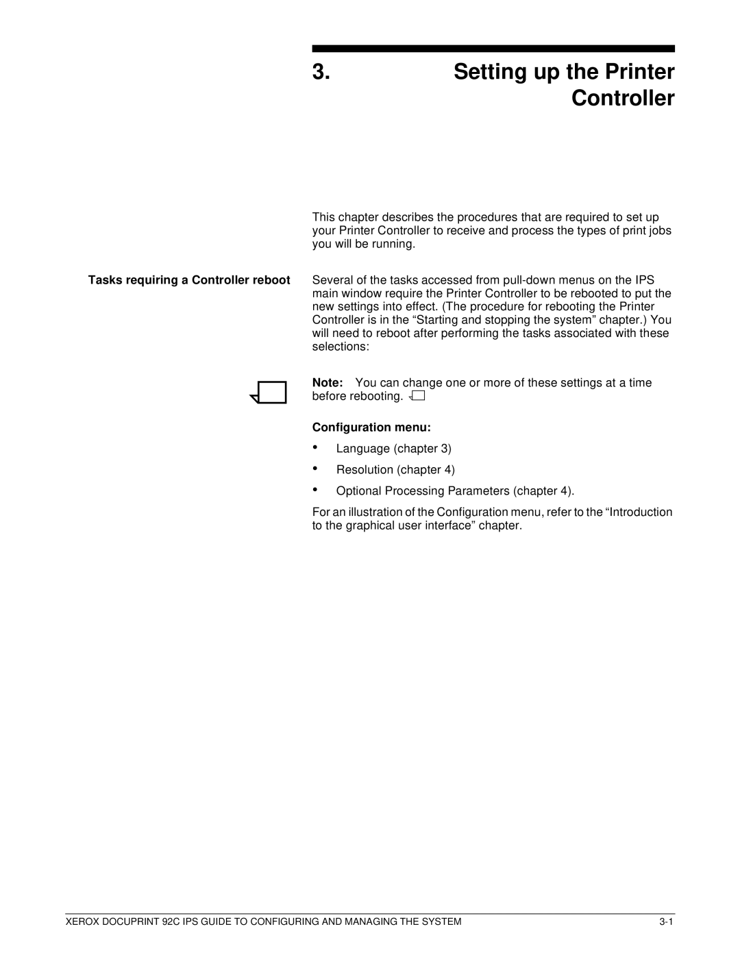 Xerox 92C IPS manual Setting up the Printer Controller 