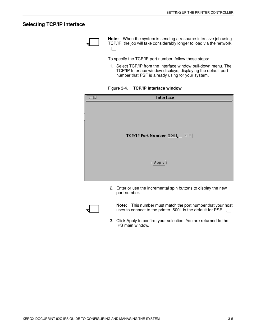 Xerox 92C IPS manual Selecting TCP/IP interface, TCP/IP interface window 