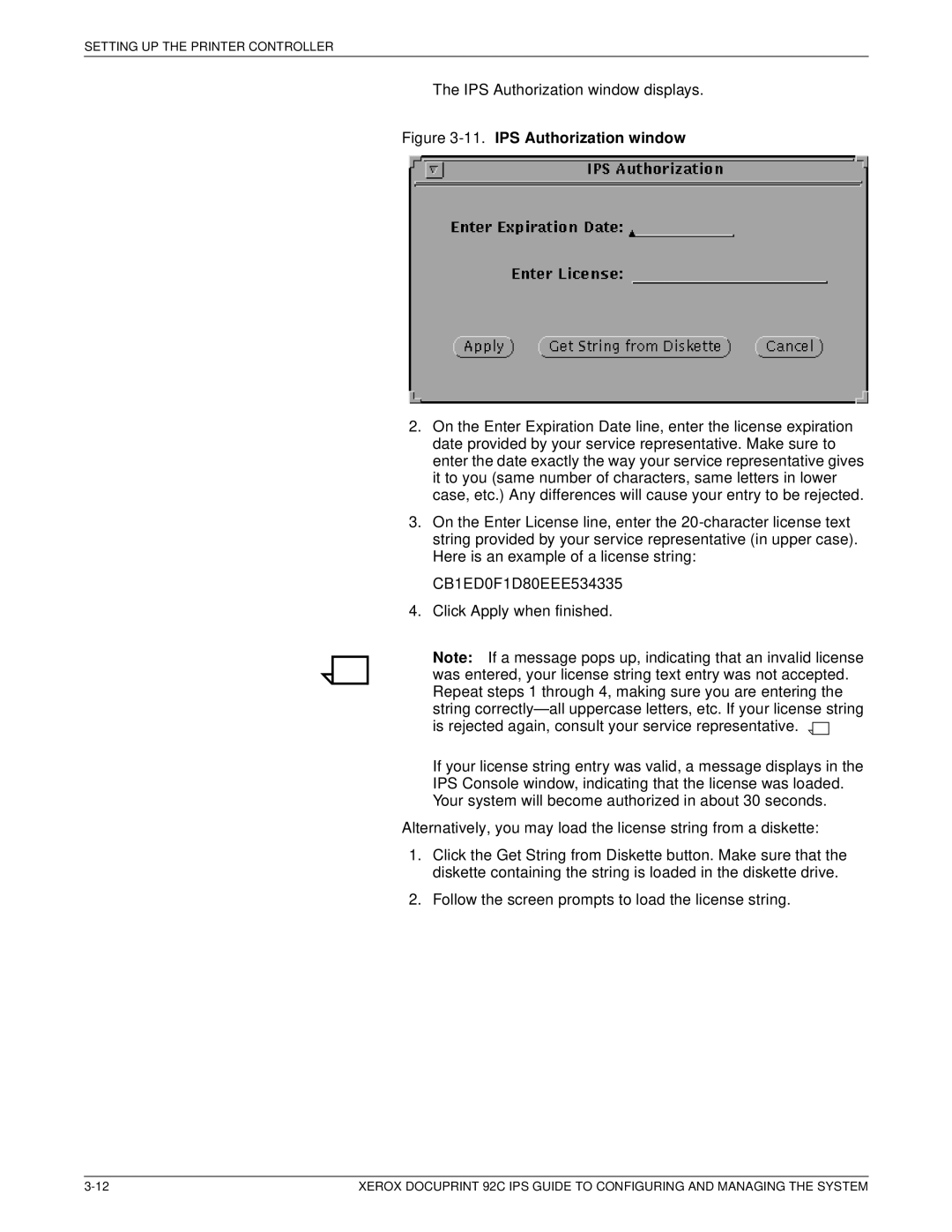 Xerox 92C IPS manual IPS Authorization window 