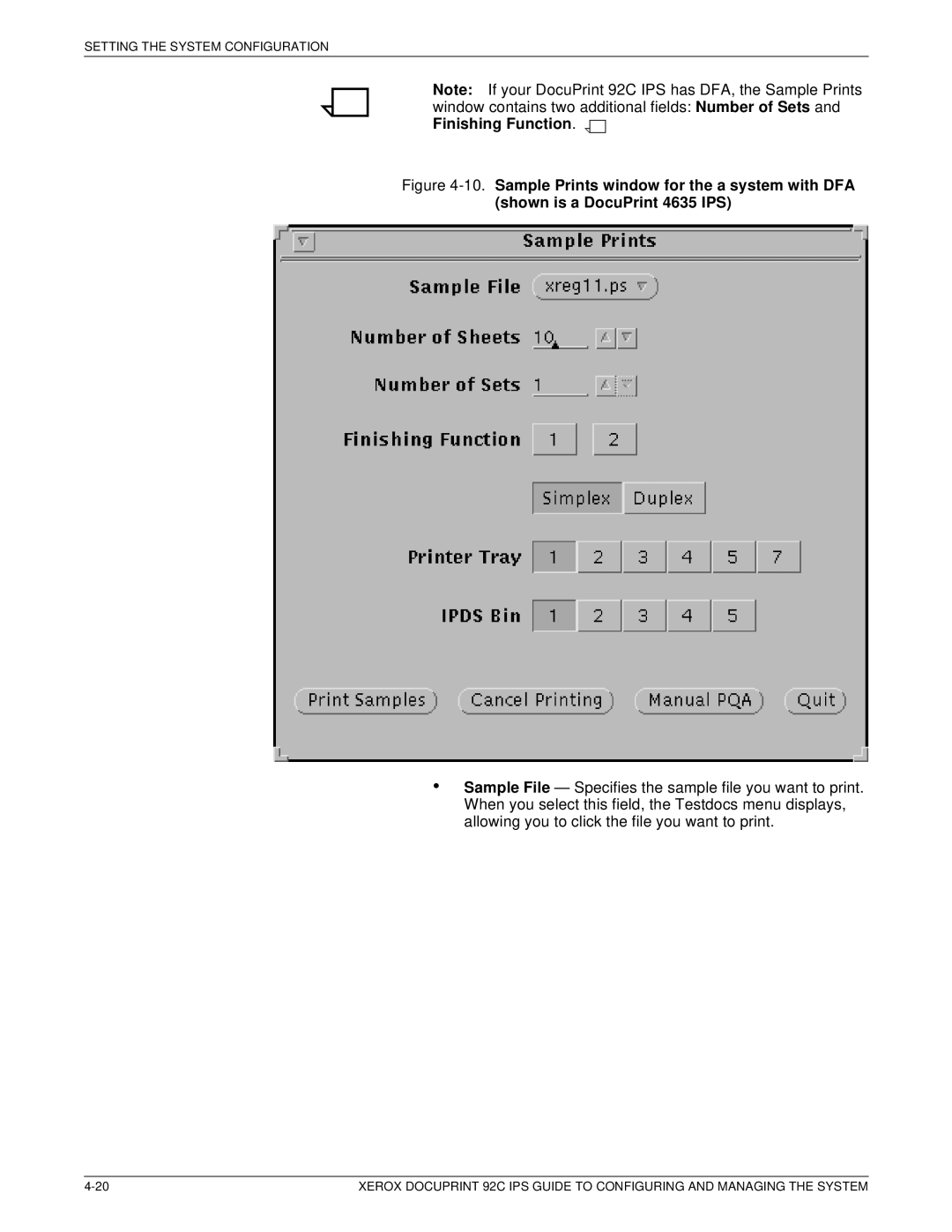 Xerox 92C IPS manual Setting the System Configuration 