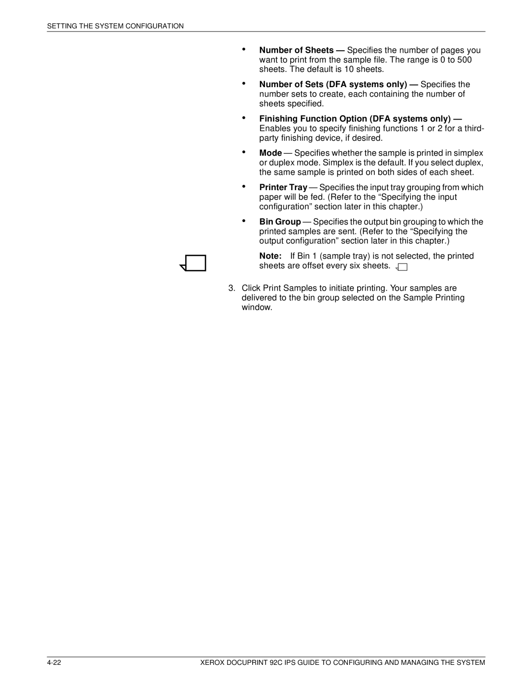 Xerox 92C IPS manual Setting the System Configuration 