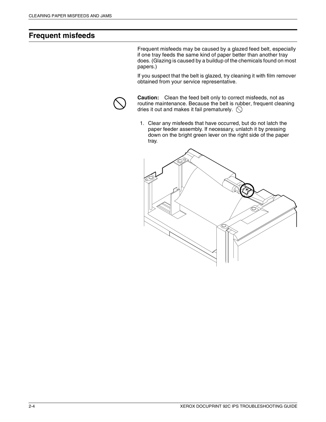 Xerox 92C IPS manual Frequent misfeeds 