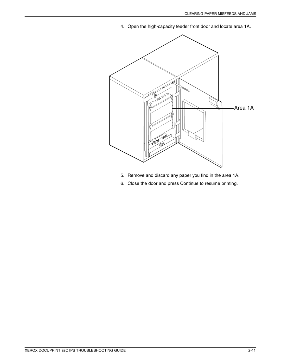 Xerox 92C IPS manual Area 1A 