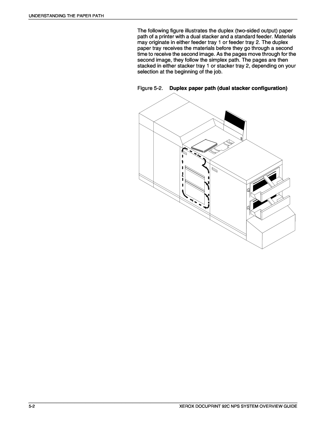 Xerox 92C NPS manual 2. Duplex paper path dual stacker configuration 