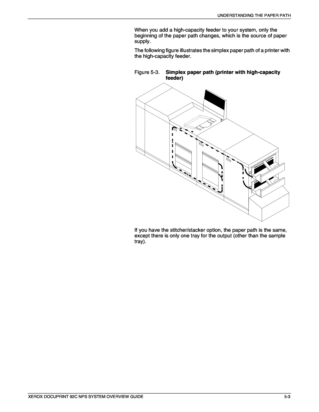 Xerox 92C NPS manual 3. Simplex paper path printer with high-capacity feeder 