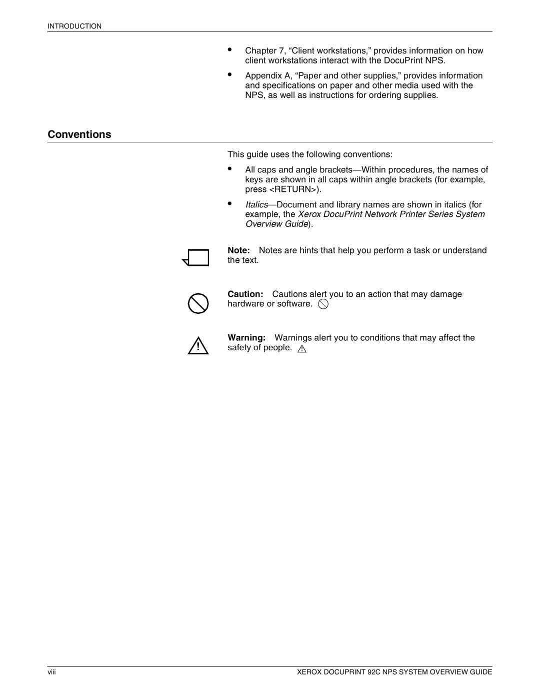 Xerox 92C NPS manual Conventions 