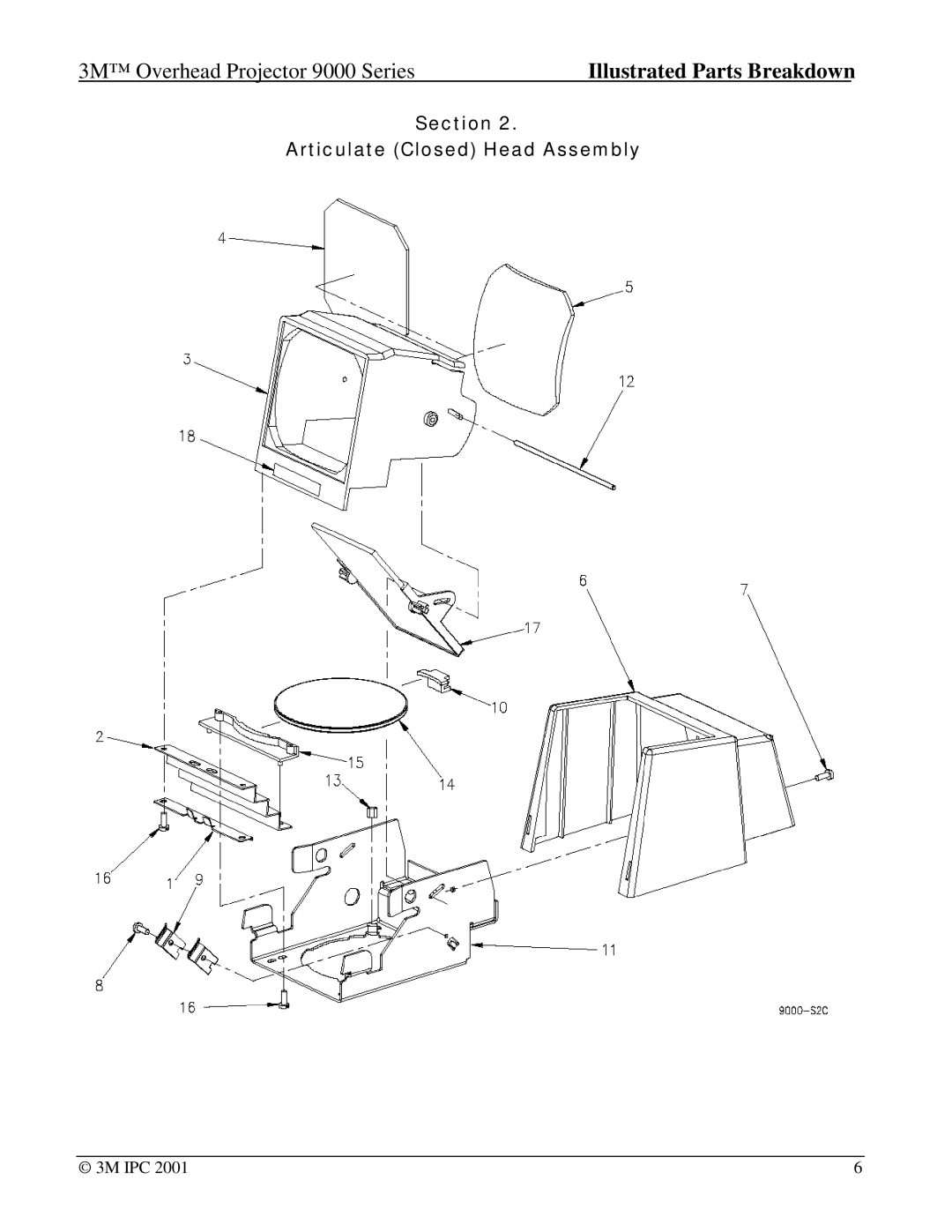 Xerox 9200, 9550, 9075, 9080, 9076, 9085, 9050, 9040, 9100, 9070, 9061, 9400, 9060 manual Section Articulate Closed Head Assembly 