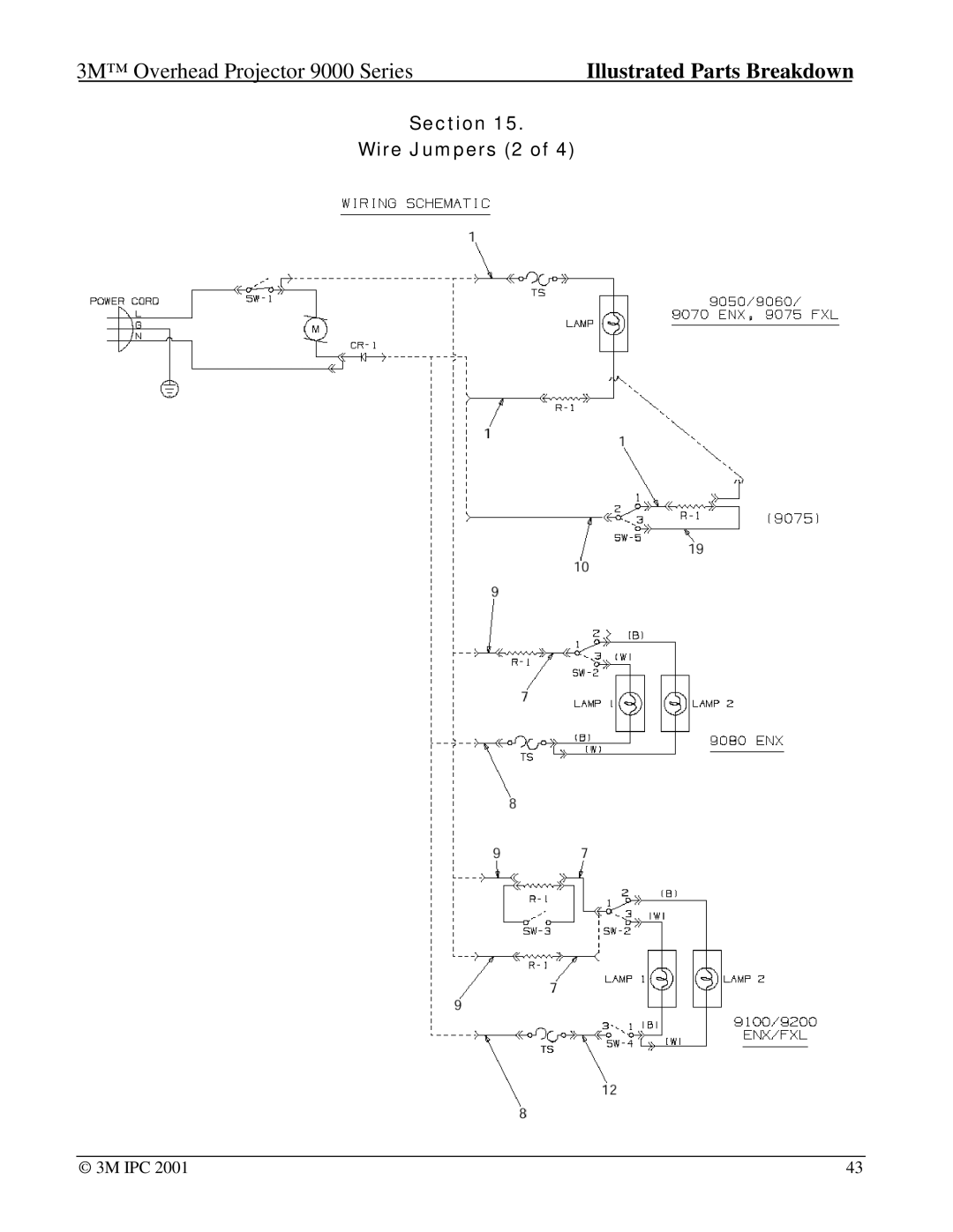 Xerox 9070, 9550, 9075, 9080, 9076, 9085, 9050, 9040, 9100, 9061, 9200, 9400, 9060 manual Section Wire Jumpers 2 