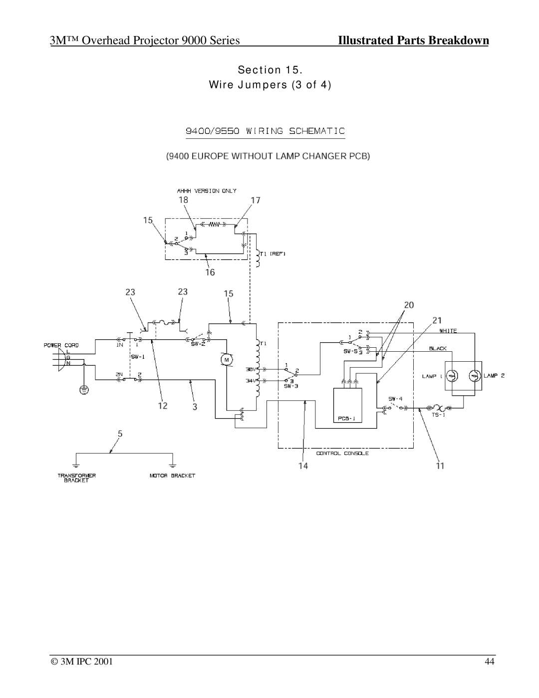 Xerox 9061, 9550, 9075, 9080, 9076, 9085, 9050, 9040, 9100, 9070, 9200, 9400, 9060 manual Section Wire Jumpers 3 