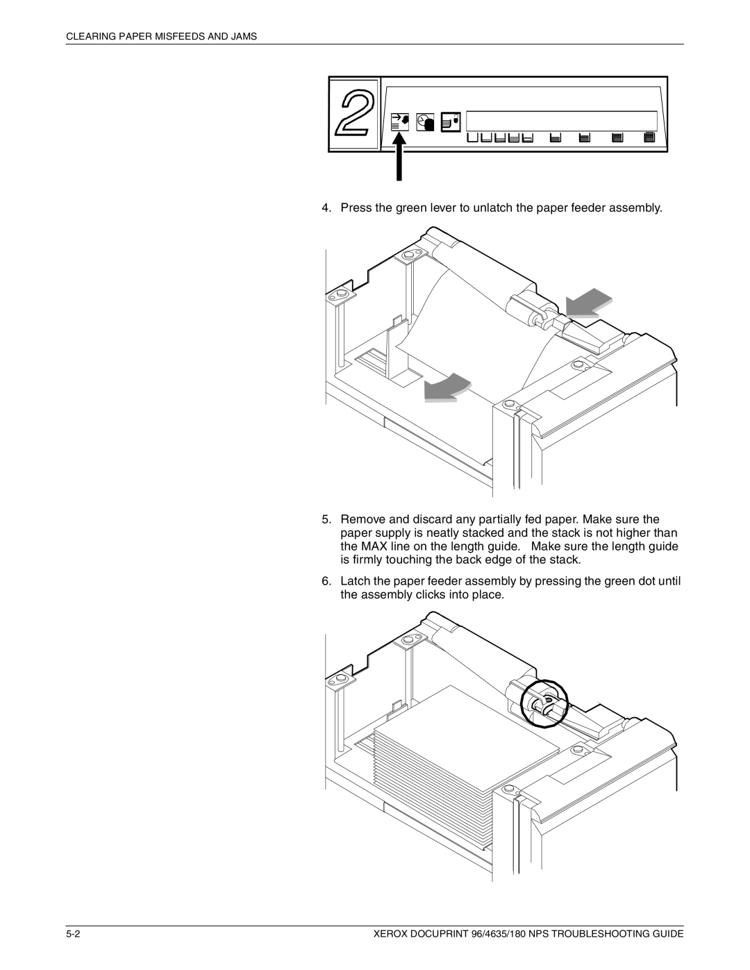 Xerox 96 NPS manual Clearing Paper Misfeeds and Jams 