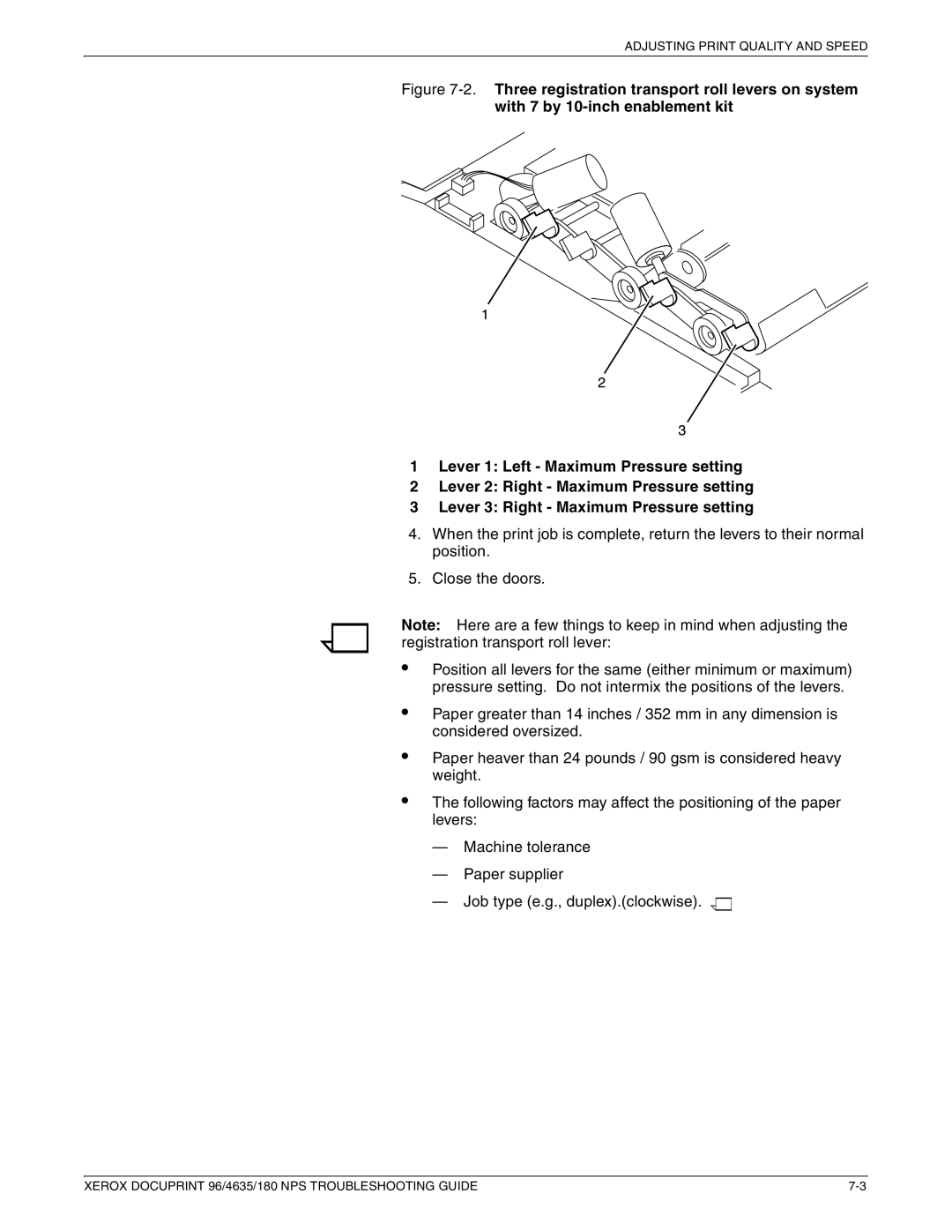 Xerox 96 NPS manual Adjusting Print Quality and Speed 