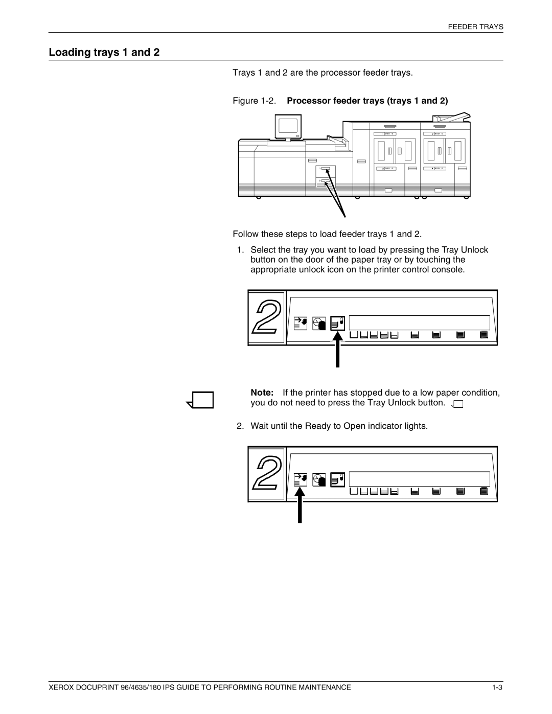 Xerox 96/4635/180 IPS manual Loading trays 1, Processor feeder trays trays 1 