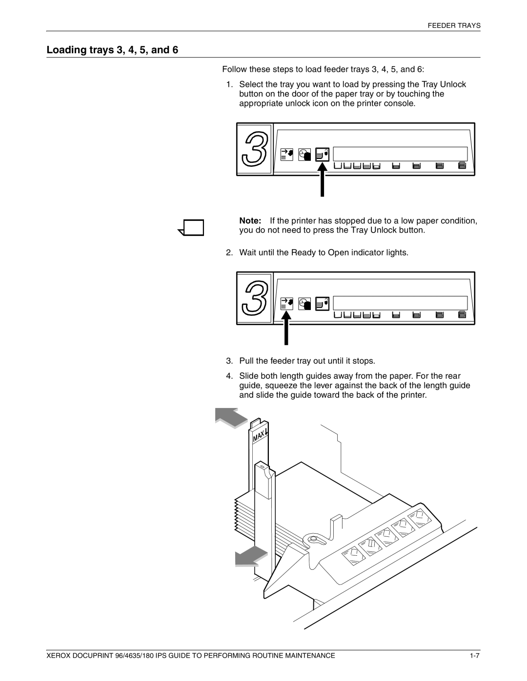 Xerox 96/4635/180 IPS manual Loading trays 3, 4, 5 