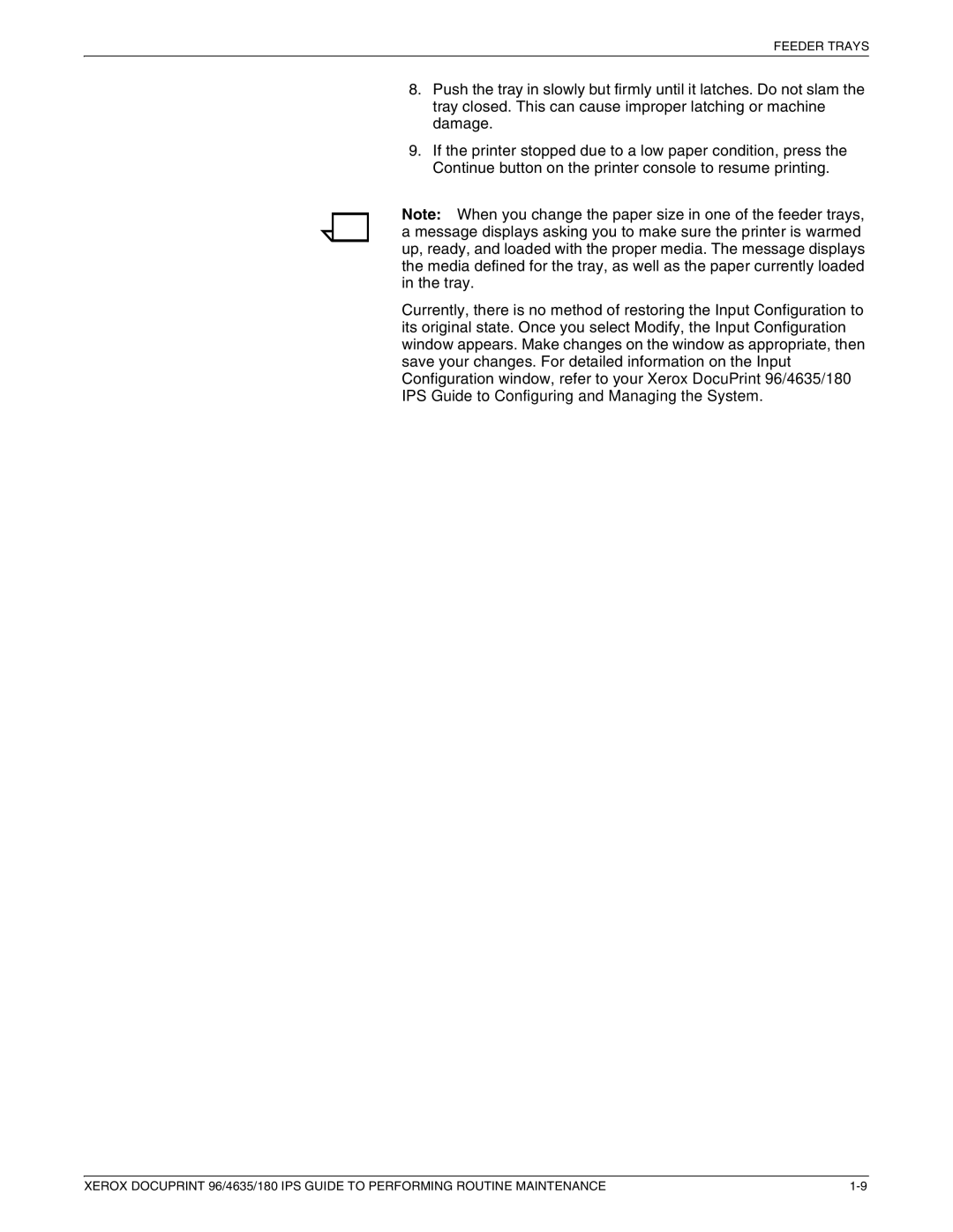 Xerox 96/4635/180 IPS manual Feeder Trays 