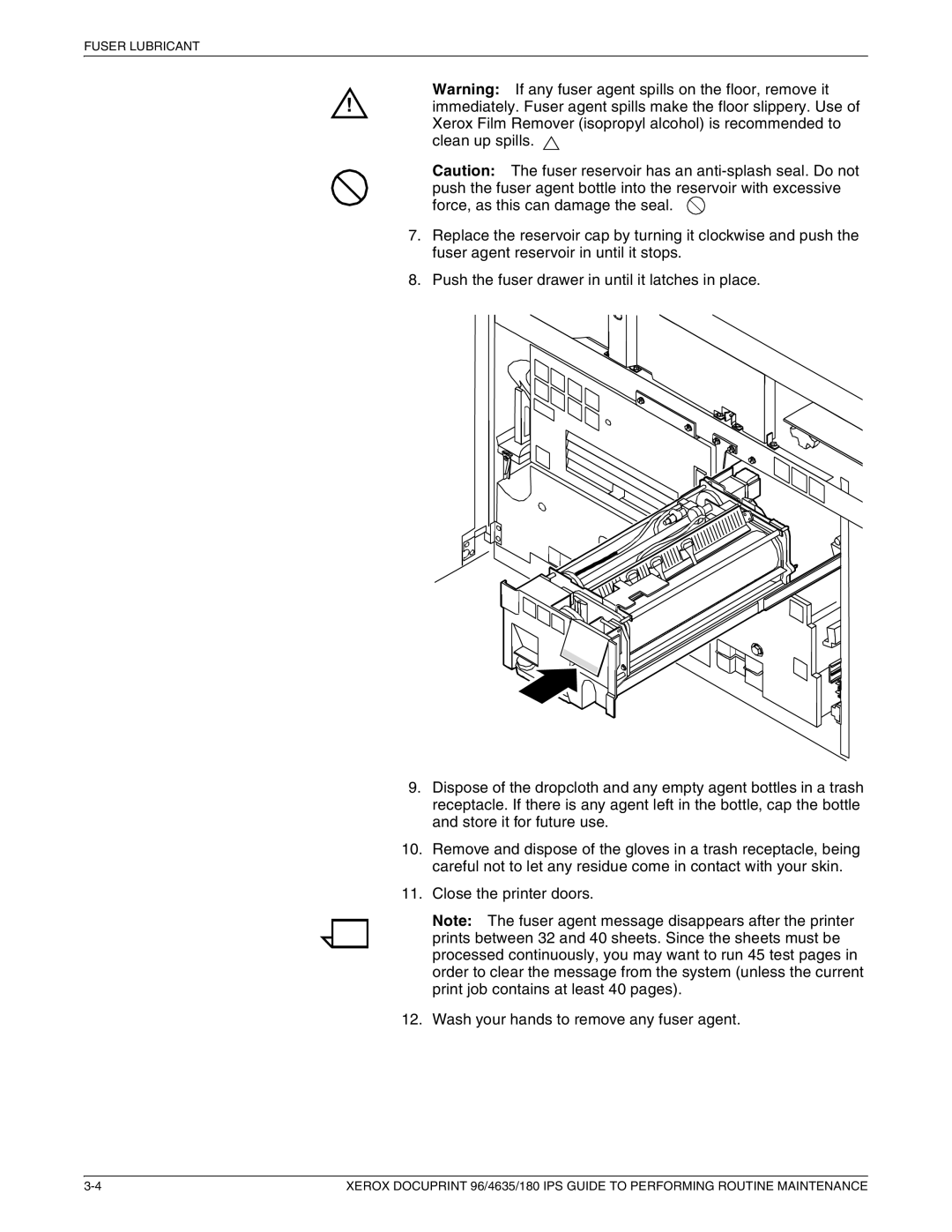 Xerox 96/4635/180 IPS manual Fuser Lubricant 