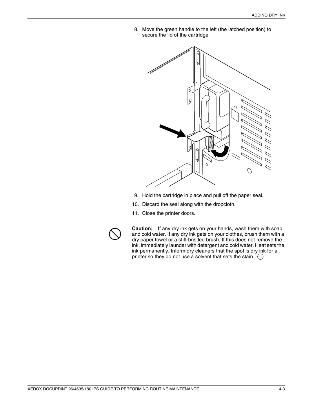 Xerox 96/4635/180 IPS manual Adding DRY INK 