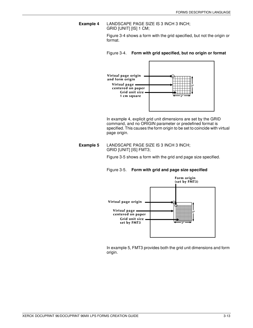 Xerox 96MX manual Grid Unit is 1 CM, Form with grid specified, but no origin or format 