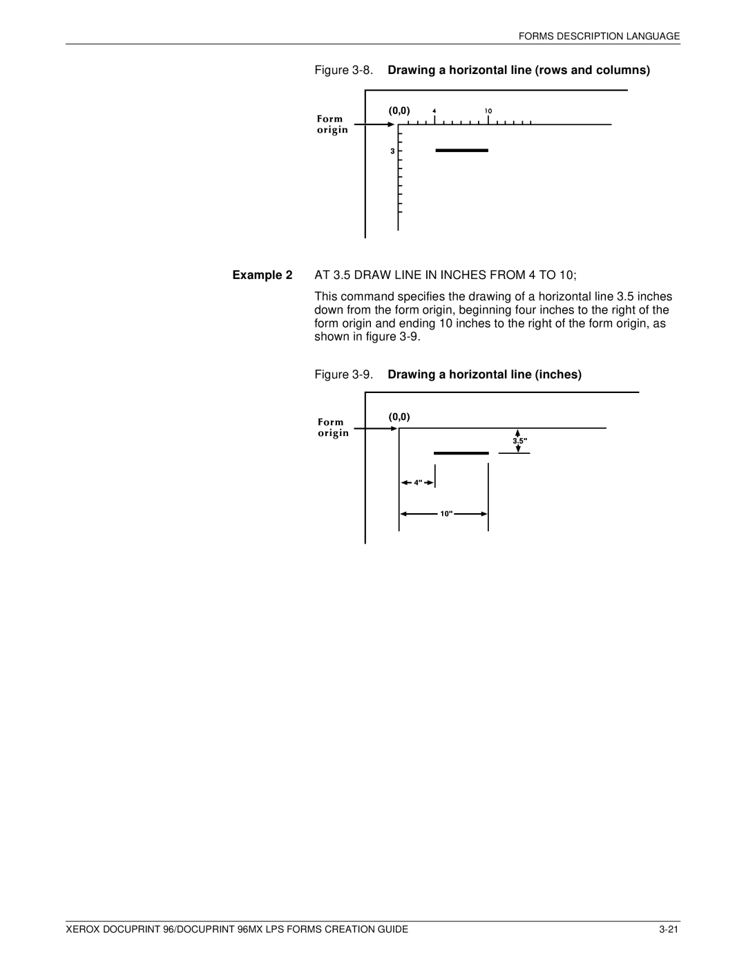 Xerox 96MX manual Drawing a horizontal line rows and columns 