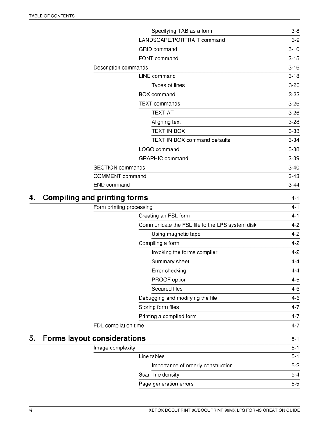 Xerox 96MX manual Compiling and printing forms, Forms layout considerations, Text AT, Text in BOX 