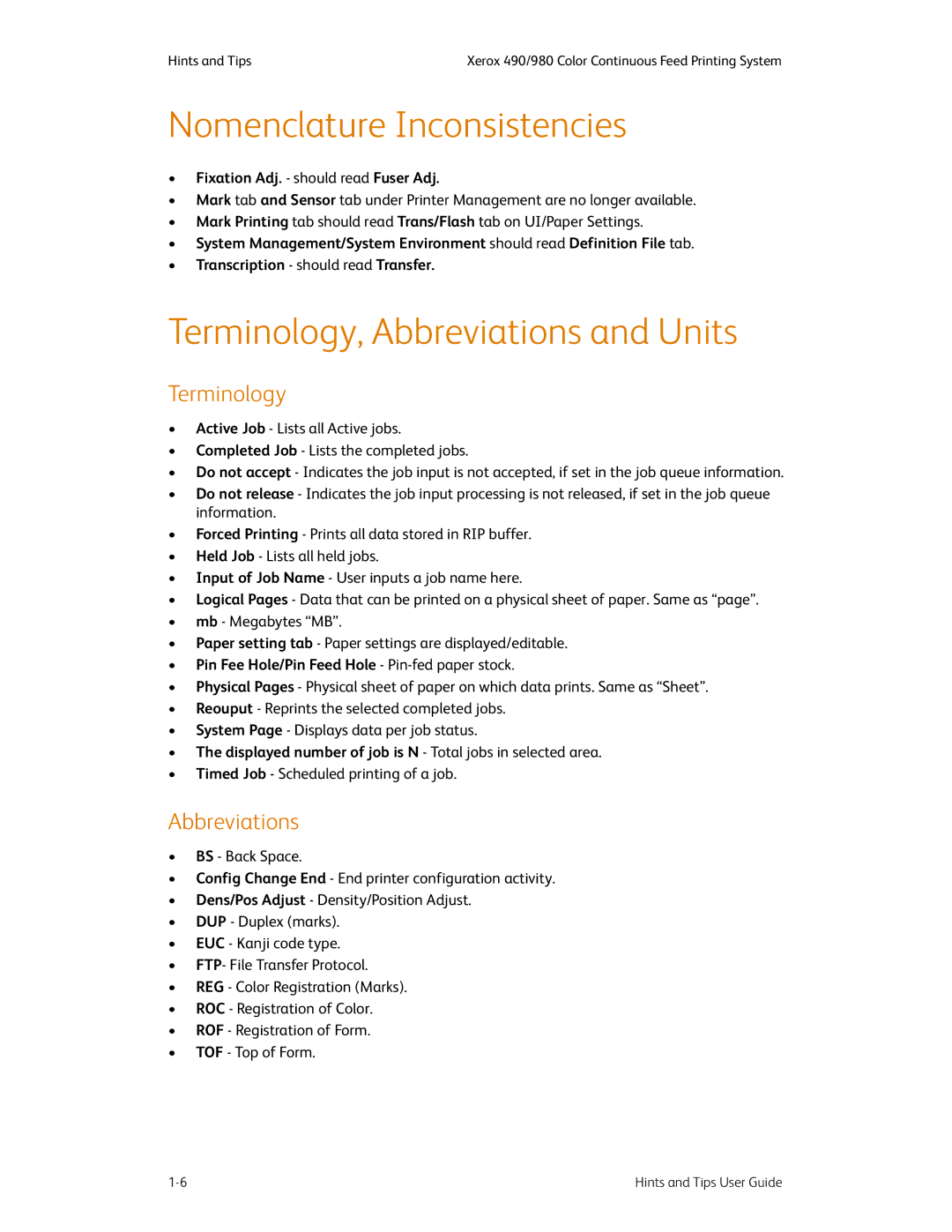 Xerox 980 manual Terminology, Abbreviations 