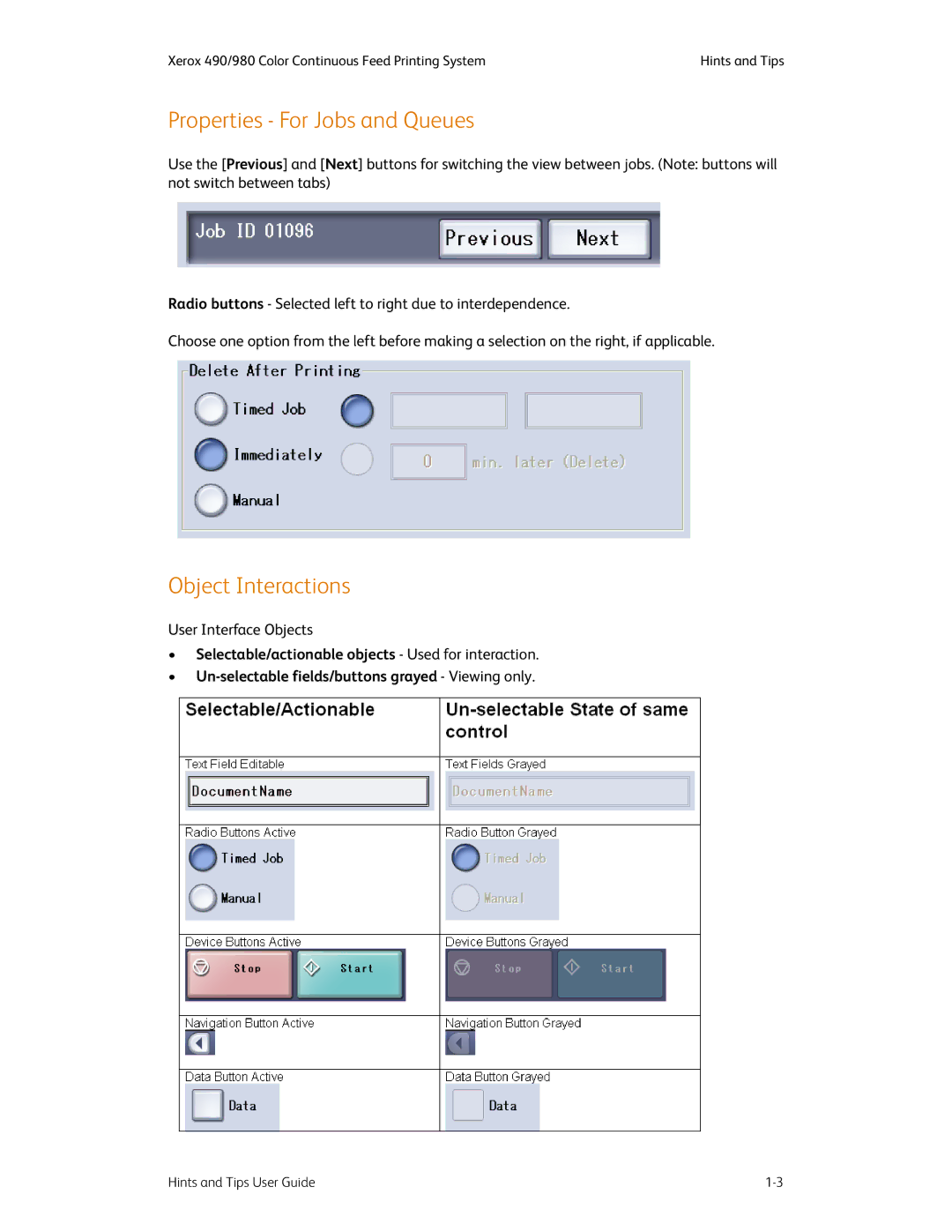 Xerox 980 manual Properties For Jobs and Queues, Object Interactions 