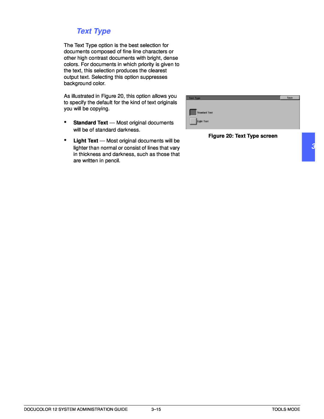 Xerox a2 manual 1 2 3 4 5 6 7, Text Type screen 