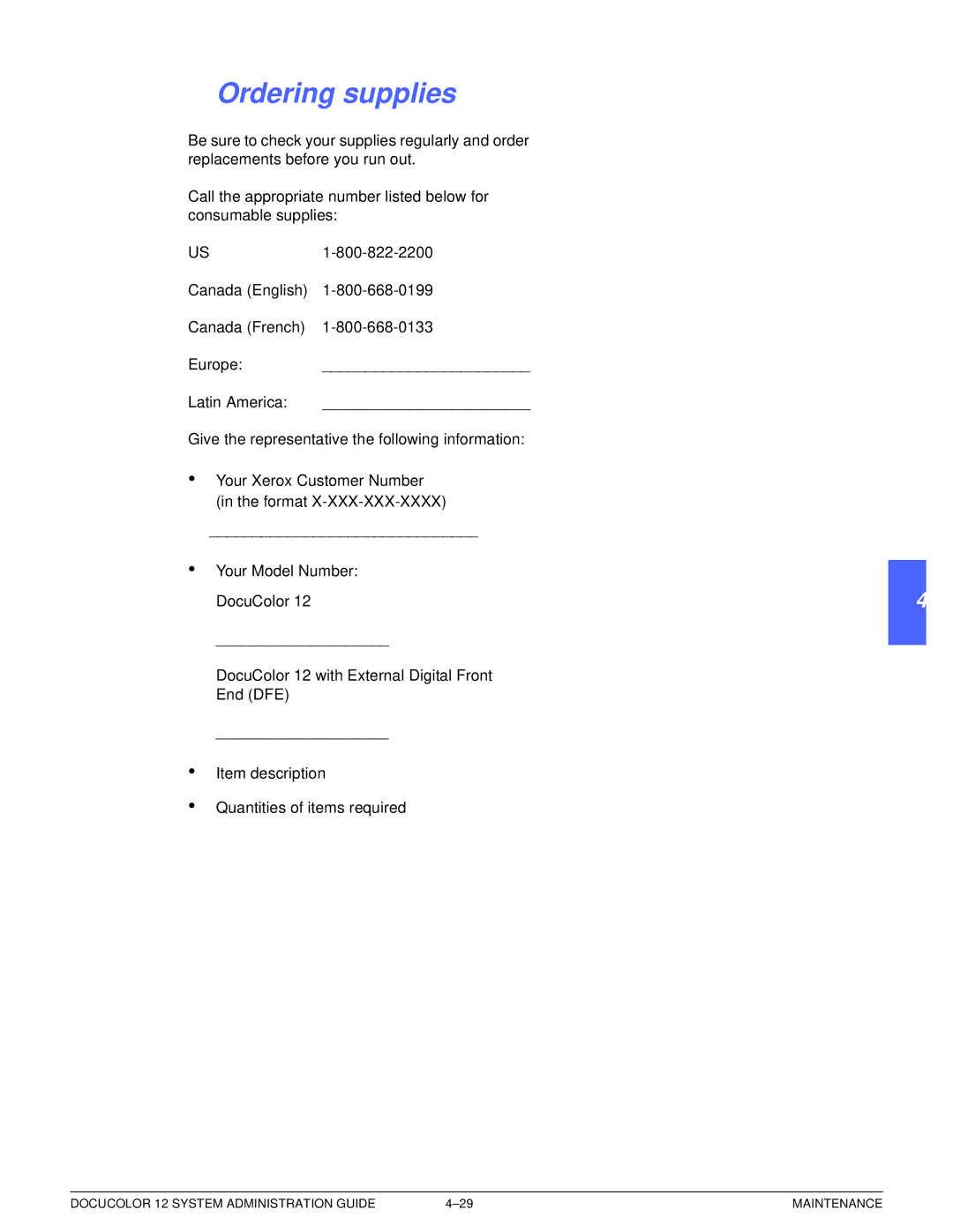 Xerox a2 manual Ordering supplies 