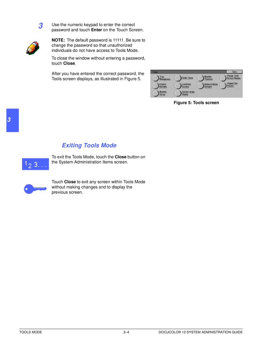 Xerox a2 manual Exiting Tools Mode, Tools screen 