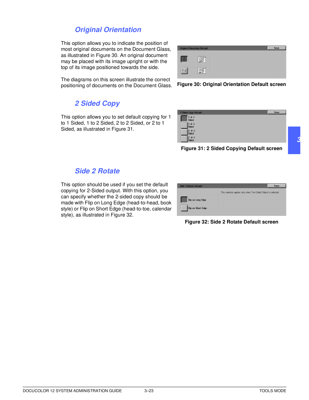 Xerox a2 manual Original Orientation, Sided Copy, Side 2 Rotate 