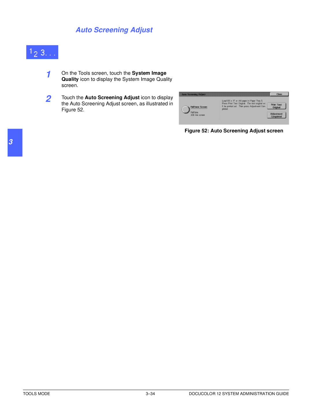 Xerox a2 manual Auto Screening Adjust screen 