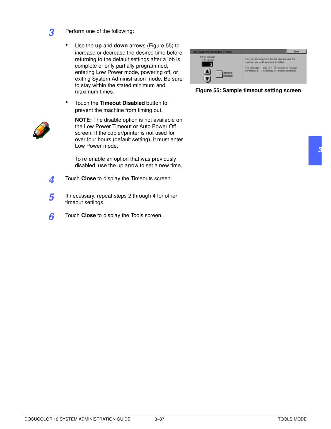 Xerox a2 manual Sample timeout setting screen 