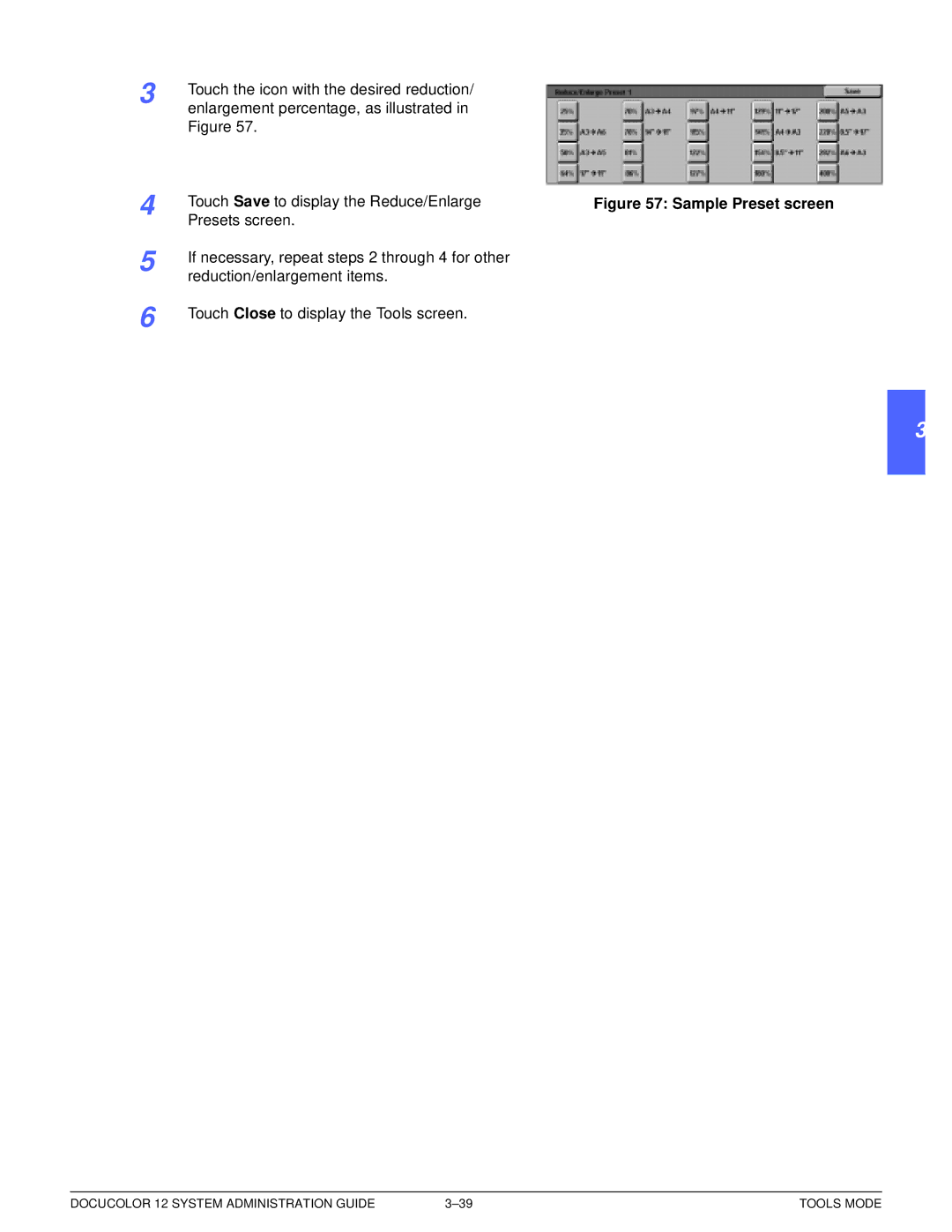 Xerox a2 manual Sample Preset screen 