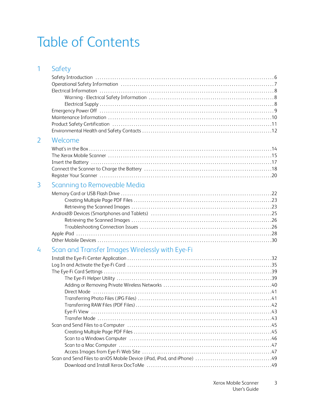 Xerox ADS-5N-06 05005G manual Table of Contents 