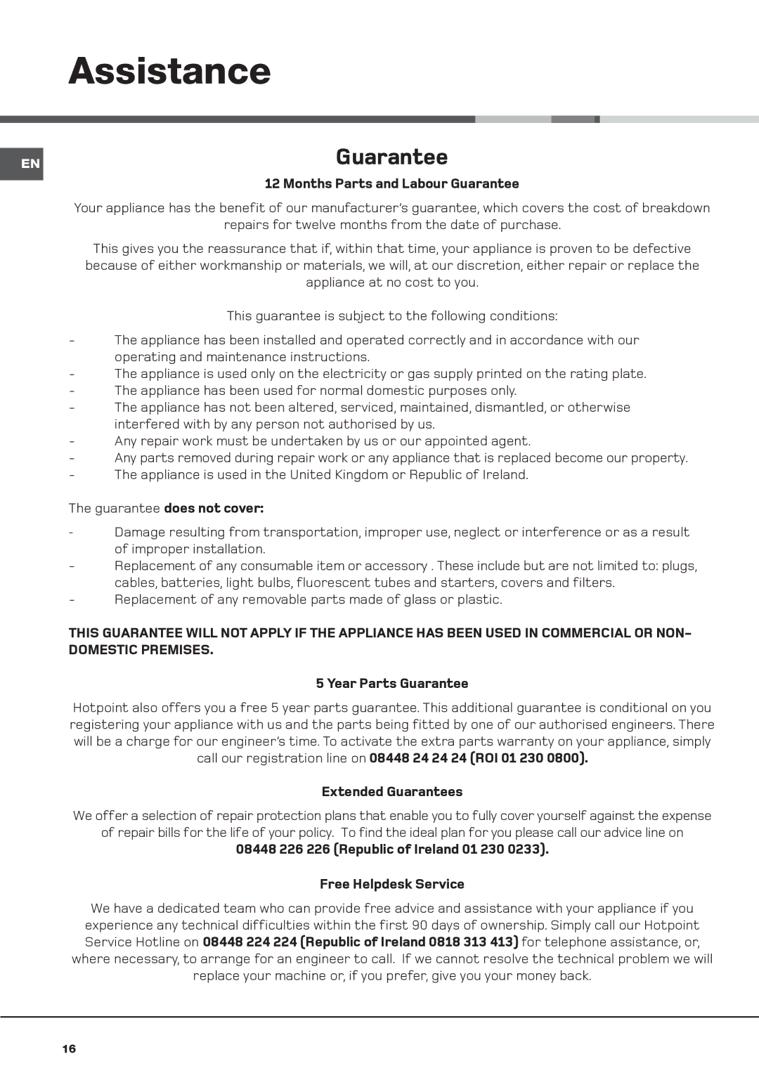 Xerox AQM8F 49 I instruction manual Assistance, ENGuarantee 