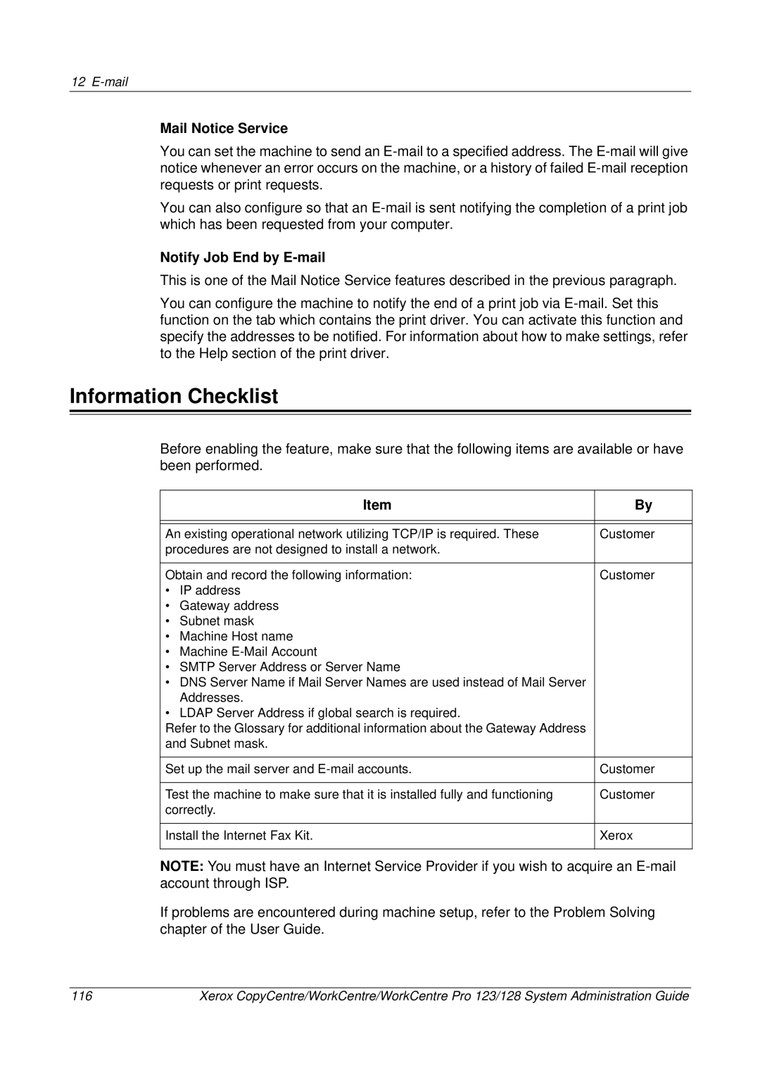 Xerox C123/C128 M123/M128 123/128 manual Mail Notice Service, Notify Job End by E-mail 