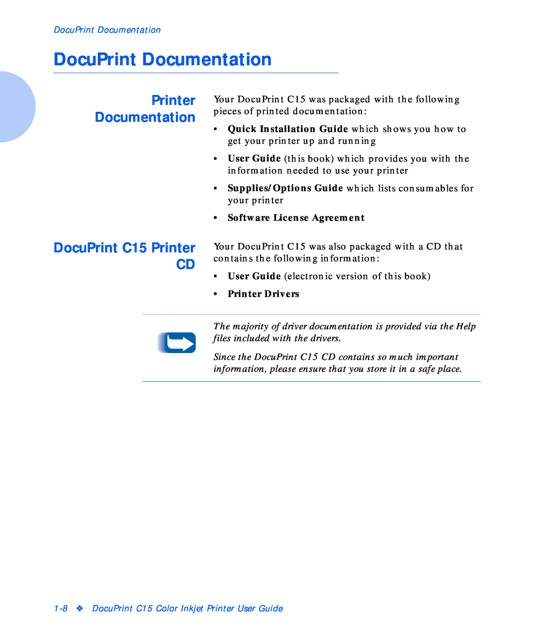 Xerox manual DocuPrint Documentation, Printer Documentation DocuPrint C15 Printer CD, Software License Agreement 