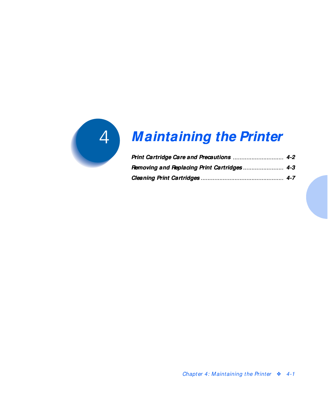 Xerox C15 manual Maintaining the Printer, Print Cartridge Care and Precautions, Removing and Replacing Print Cartridges 