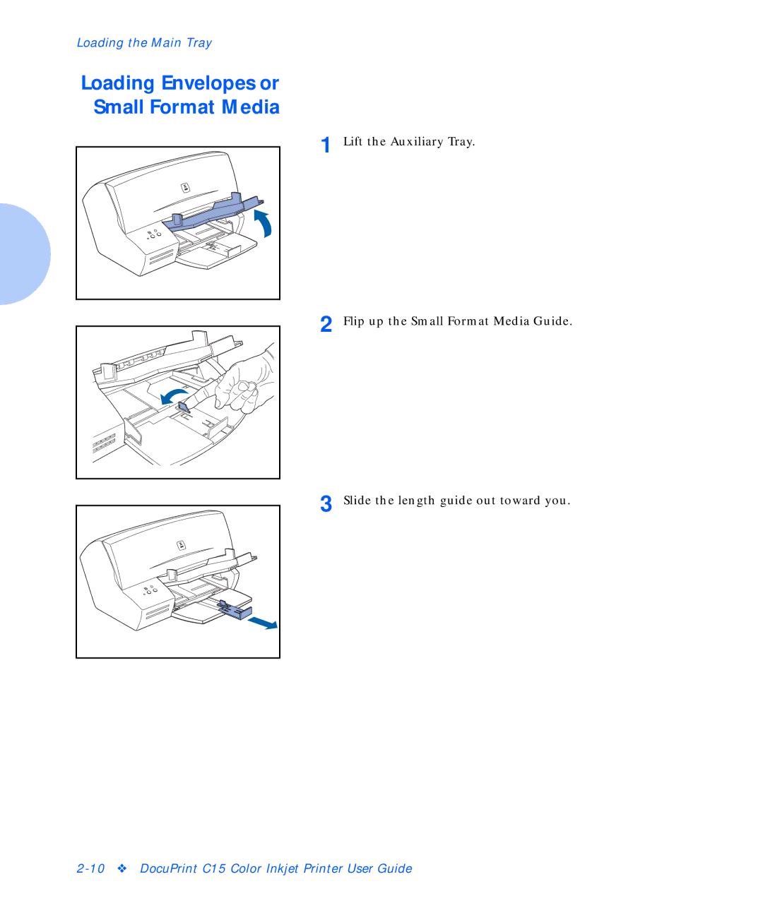 Xerox C15 manual Loading Envelopes or Small Format Media 